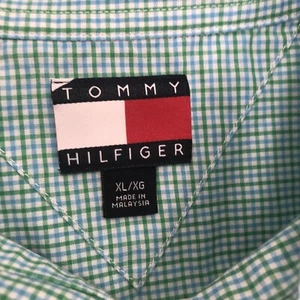 Camicia uomo XL Tommy Hilfiger quadri blu/verde con bottoni manica corta - Foto 1 di 4
