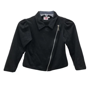 Girls Coat Black Moto Biker Jacket 725 Originals 6 Small Costume Grease Olivia - Picture 1 of 6