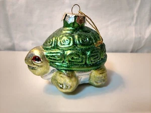 Turtle Ornament Green Gold Glitter Christmas JAN19 - Picture 1 of 9