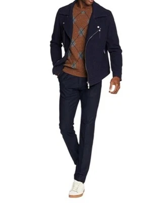  Eleventy Milano Italian Mens Wool Cashmere Moto Jacket Size 52 MSRP $1895 NWT - Image 1 of 4