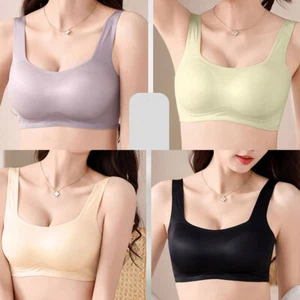 Women Full coverage Bras Seamless Solid Thin Wireless Sleep Vest Underwear 9119 - Picture 1 of 28