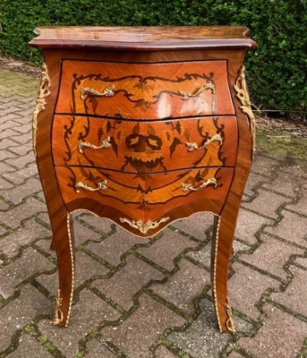 Commode Chest Louis XVI French Mahogany Bronze Ormolu Inlaid Vintage Drawer - Image 1 of 4