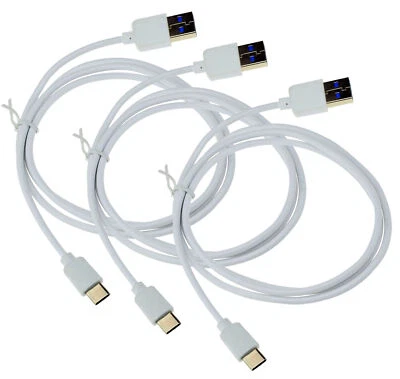 3X USB Tipo C Cavo Dati Usb-C Cavo di Carica Bianco per Samsung Galaxy S25 Ultra - Immagine 1 di 3