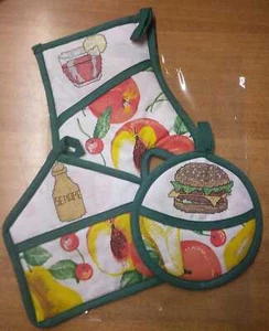 NATALE SET Set da 3pezzi CUCINA GUANTO da FORNO, +2 PRESINE ricamo punto croce - Imagen 1 de 4