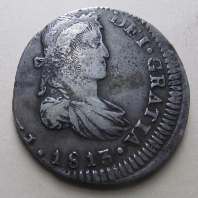 Guadalajara. Ferdinand VII 8 Real 1813-Ga MR   MIS STRIKE - Image 1 of 4