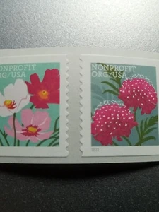 US 2022 5664-5665 5 cent Butterfly Garden Flowers Nonprofit Org coil pair MNH  - Picture 1 of 8