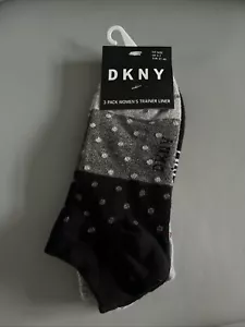 3 Pack Women's Ladies DKNY Trainer Liner Ankle Socks One Size UK 4-7 - Picture 1 of 5
