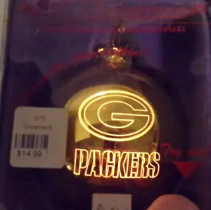 SC Weihnachten beleuchtete Packers Fußball NFL lasergraviert Gold Ball Ornament - Bild 1 von 8