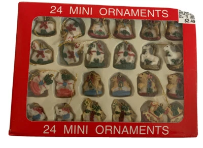 VTG Xmas Mini Resin Ornaments carousel Animals Bunny Dog rocking horse 3/4” - Image 1 of 4