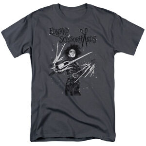 Edward Scissorhands Snowy Night T Shirt Mens Licensed Classic 80s Movie Charcoal