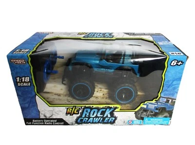 Speed Tech Rock Crawler A/C 1:18 Scale R/C Blue Jeep Wrangler MIB NOS - Image 1 of 4