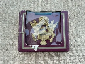 Original WW2 US Army Officer Hat Badge New In Box By Gemsco - Picture 1 of 8