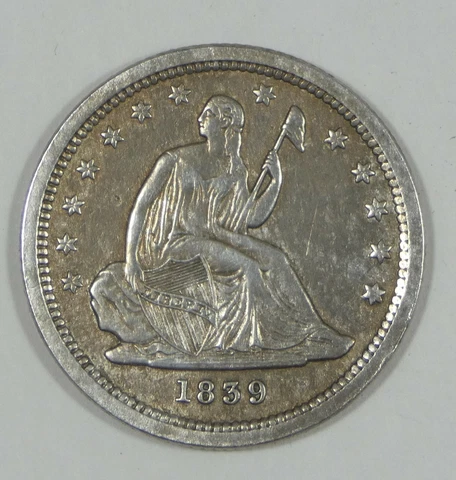BARGAIN 1839 Liberty Seated  Quarter UNC  Silver 25c Cover