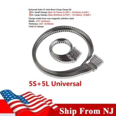 10PCS Car Axle  Drive Shaft CV Joint Boot Crimp Clamps Large +Small Adjustable  - Image 1 of 4