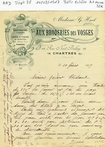 Dépt 28 - Chartres 16 Rue Noël Ballay - Belle Entête Secteur Broderie 10/02/1917 - Imagen 1 de 1