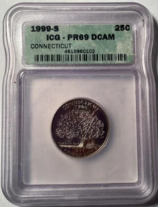 1999 S Connecticut State Quarter, ICG PR69 DCAM - Picture 1 of 2