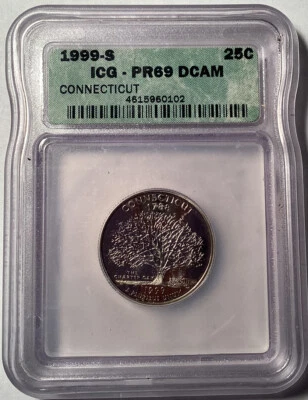 1999 S Connecticut State Quarter, ICG PR69 DCAM - Image 1 of 2