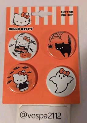 Hello Kitty Halloween Pin Set Of 4 Metal Button Ghost 2024 - Image 1 of 4