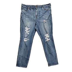 American Eagle Highest Rise Jegging Jeans Damen 24 Indigo Sklylight Destroy Neu mit Etikett - Bild 1 von 15