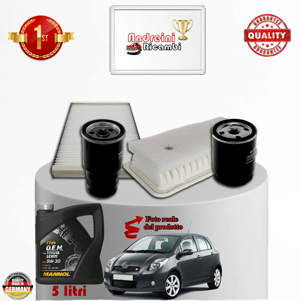 KIT TAGLIANDO FILTRI + OLIO PER TOYOTA YARIS II 1.4 D4D 66KW 90CV DAL 2007 - - Imagen 1 de 1