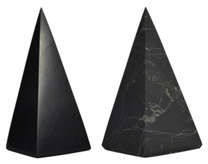 Shungite World Shungite Pyramid Juego Alto 2 piezas Muchos tamaños (Pulido + Sin Pulir) - Imagen 1 de 13