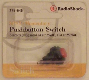 RadioShack 275-646 SPST Momentary Pushbutton Switch~ 3A at 125VAC/1.5A at 250VAC - Picture 1 of 1