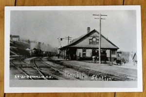 Postcard Real Photo Franklin, NH - Railroad Depot - early 1900's Framed - Picture 1 of 5