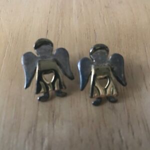 Angel Earrings Open Cut Heart Vintage Jewelry Valentine Birthday Heaven Love
