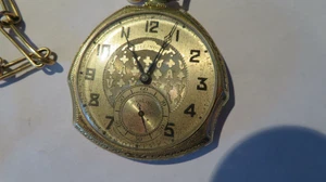 1920s 21J ILLINOIS 14k VINTAGE POCKET WATCH STERLING GF CHAIN FOB MOURNING HAIR - Picture 1 of 12