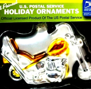 Motorcycle Holiday Glass Ornaments U.S. Postal Service Hand Painted In Box (G23 - Picture 1 of 3