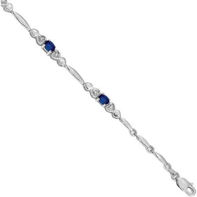 Brazalete tenis oro blanco macizo 14K diamante zafiro azul Foto 1 de 4