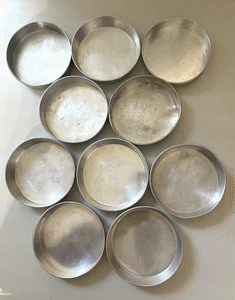 Vintage 10 ct Extra Small Individual Round Cake Pan Aluminum 5" x 1" - Picture 1 of 4