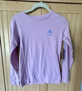 Burton Kid's Gray Lavender  Spell Out Long Sleeve Crew Neck Graphic Tee S / 8 - Picture 1 of 5