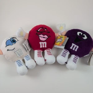 1998 M&M's Minis Swarmees Plüschtier 3er Set weiß rot lila mit Etikett - Bild 1 von 14