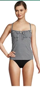 Tankini Lands’ End resistente al cloro con aros delantero negro/blanco-4 - Imagen 1 de 4
