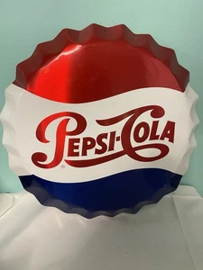 Vintage großes 18" geprägtes Pepsi Cola Kronkorken Blechschild - - Bild 1 von 4