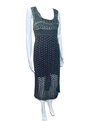 RACHEL Rachel Roy Size M US 10-12 Olive Crochet Dress Sleeveless Boho MIDI Lined - Image 1 of 4