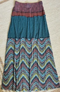 Anthropologie Weston Wear Women’s Maxi Skirt Ocean Moss Boho Hippie Stretch Sz S - Picture 1 of 5
