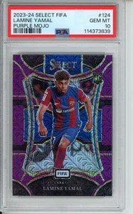 2023-24 Panini Select FIFA Lamine Yamal Purple Mojo PSA 10 - Picture 1 of 2