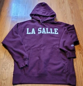 Vintage Champion Reverse Weave La Salle University weinrot Pullover Hoodie Größe M Y2K - Bild 1 von 12