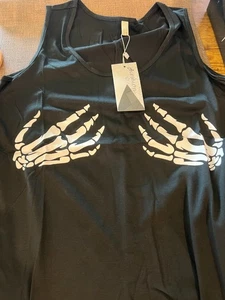 Womens skull tank top small loose fit sleeveless yoga workout athletic gym shirt - Picture 1 of 2