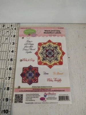 Juego de sellos adhesivos de goma con etiquetas de medallón cálidas y acogedoras Justite Foto 1 de 2