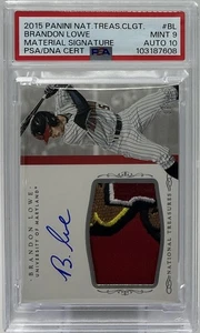 Brandon Lowe Rookie Auto PSA 9/10 - 2015 Panini National Treasures w/ Relic /99 - Picture 1 of 9