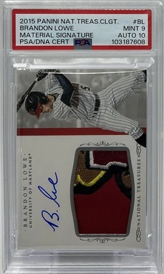 Brandon Lowe Rookie Auto PSA 9/10 - 2015 Panini National Treasures w/ Relic /99 - Image 1 of 4