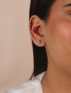 14K Gold Multi Sapphire 0.18 Ct. Bar Stud Earrings Fine Jewelry Gifts - Picture 1 of 8