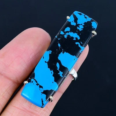 Anillo hecho a mano enchapado en plata 925 turquesa azul cobre talla 6 de EE. UU. Foto 1 de 3