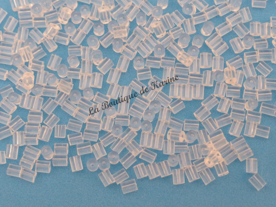 200 FERMOIRS EMBOUTS PLASTIQUE POUR BOUCLES D'OREILLES FORME TUBE BIJOUX PERLES