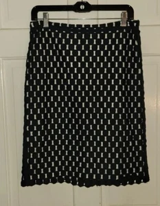 TALBOTS black Polka Dot Eyelet Cotton White Straight Pencil Skirt 4 - Picture 1 of 8