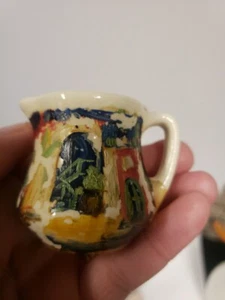 Vtg 2" HAND PAINTED SOUVENIR MINIATURE PITCHER BRULATOUR COURTYARD NEW ORLEANS - Picture 1 of 8