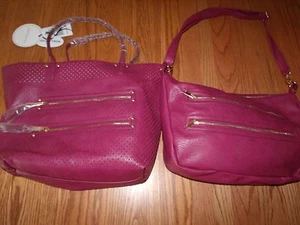 NWT Under One Sky Perf 2 in 1 Tote Wine Purse Purple $150 - Picture 1 of 3